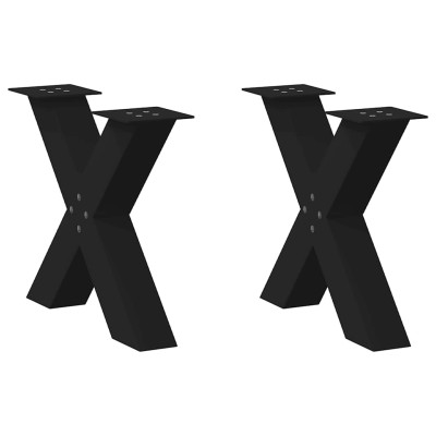 Patas para mesa de centro en forma de X (2 unidades), color negro, 60 x (42-43) cm, acero