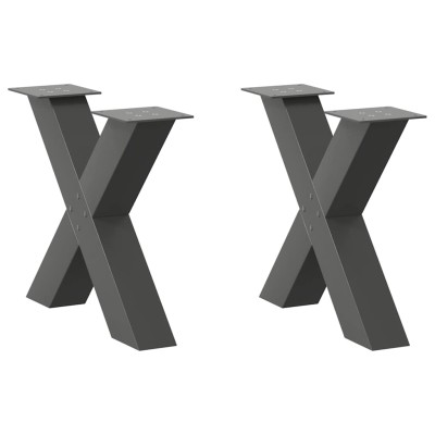 Patas para mesa de centro en forma de X (2 unidades), antracita, 60 x (42-43) cm, acero