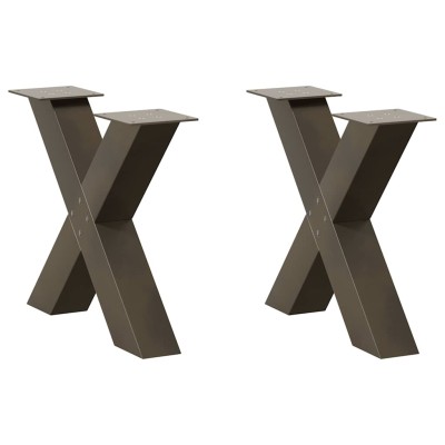 Patas para mesa de centro en forma de X (2 unidades), acero natural, 60 x (42-43) cm.