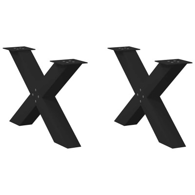 Patas para mesa de centro en forma de X (2 unidades), color negro, 70 x (42-43) cm, acero