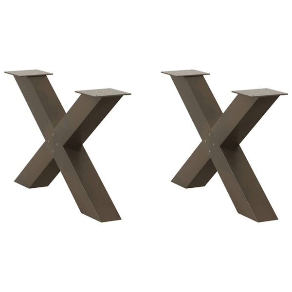 Patas para mesa de centro en forma de X (2 unidades), acero natural, 70 x (42-43) cm.