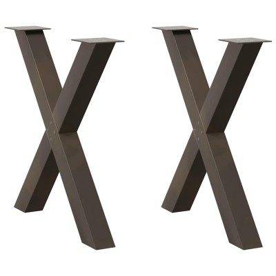 Patas para mesa de comedor en forma de X (2 unidades, acero natural, 80 x 72-73 cm)