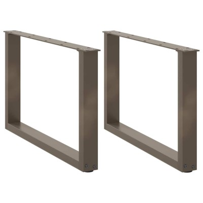 Patas para mesa de centro en forma de U (2 unidades, acero natural, 60 x 42-43 cm)