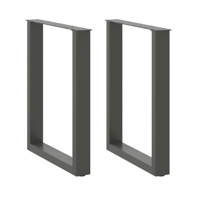 Patas para mesa de comedor en forma de U (2 unidades), antracita, 60 x (72-73) cm, acero