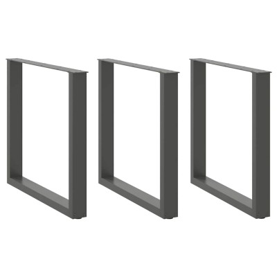 Patas para mesa de comedor en forma de U (3 unidades), antracita, 80 x (72-73) cm, acero