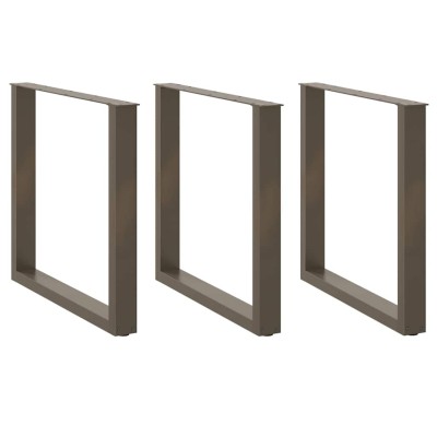 Patas para mesa de comedor en forma de U (3 unidades, acero natural, 90 x 72-73 cm)