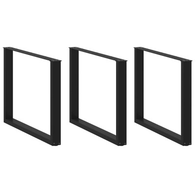 Patas para mesa de comedor en forma de U (3 unidades), color negro, 100 x (72-73) cm, acero
