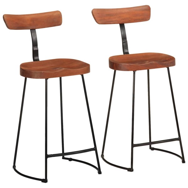 Taburetes de barra 2 uds 49x43x88 cm madera maciza de mango