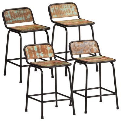 Taburetes de barra 4 uds 46x35,5x70 madera maciza reciclada