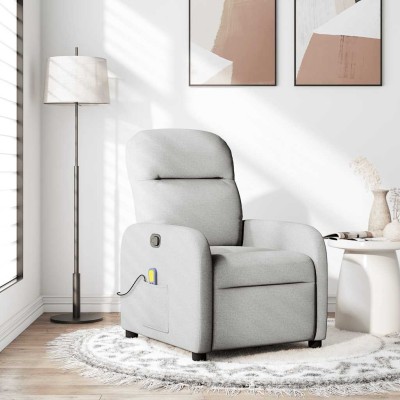 Sillón de masaje reclinable de tela gris nube