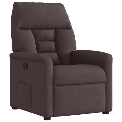 Sillón reclinable de tela marrón oscuro