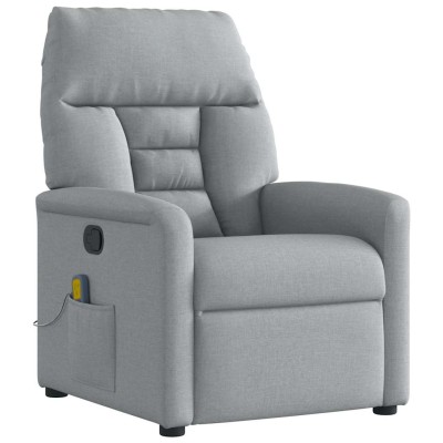 Sillón reclinable de masaje de tela gris claro