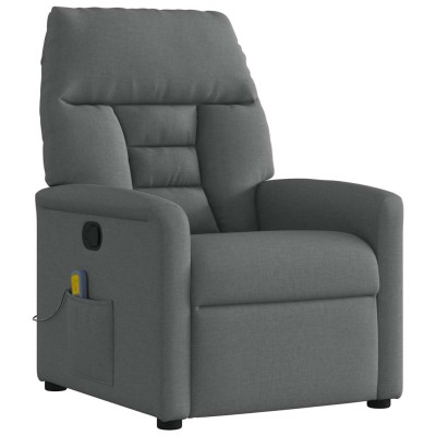 Sillón de masaje reclinable de tela gris oscuro