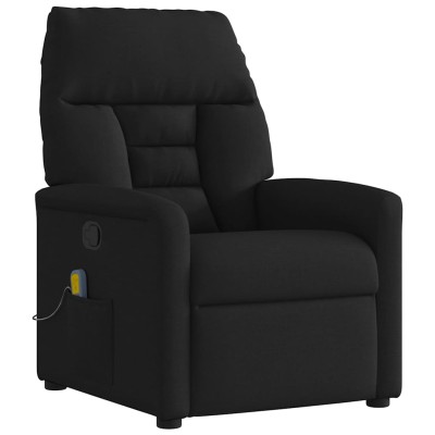 Sillón reclinable de masaje de tela negro