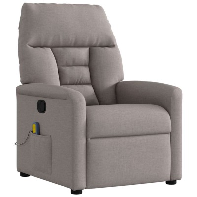 Sillón de masaje reclinable de tela gris taupé