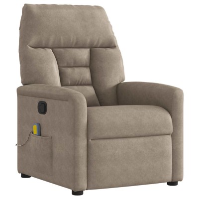 Sillón reclinable de masaje tela de microfibra gris taupe