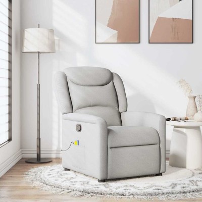 Sillón de masaje reclinable de tela gris nube