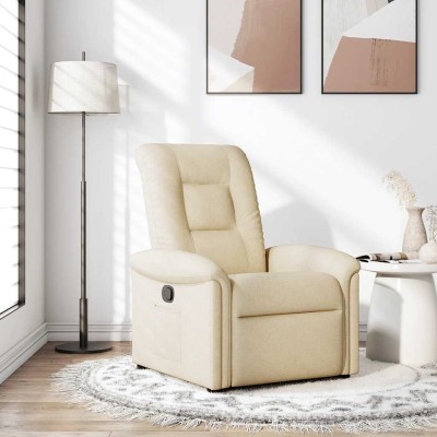 Sillón reclinable de tela crema