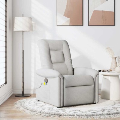 Sillón de masaje reclinable de tela gris nube