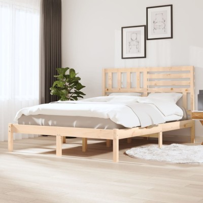 Estructura de cama sin colchón madera maciza de pino 120x190 cm
