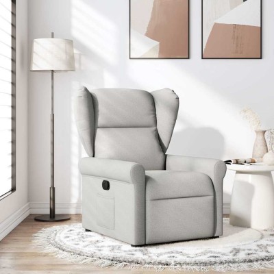 Sillón reclinable de tela gris nube