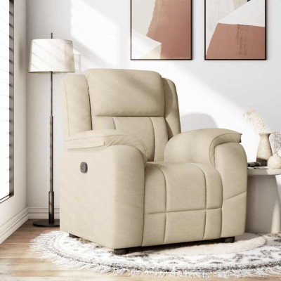 Sillón reclinable de tela crema
