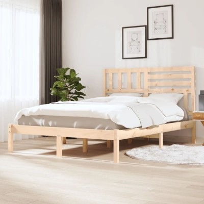 Estructura de cama sin colchón madera maciza de pino 140x200 cm