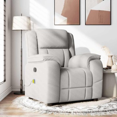 Sillón de masaje reclinable de tela gris nube