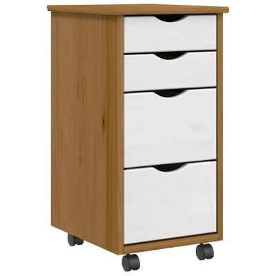 Cajonera con ruedas MOSS madera maciza pino marrón miel