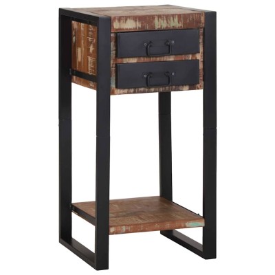 Mesa Auxiliar con cajón Multicolor Madera reciclada maciza