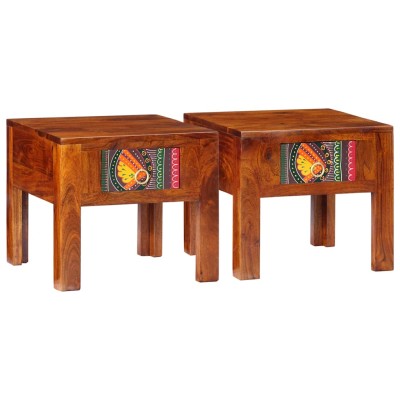 Mesita de noche 2 uds 40x40x36 cm madera maciza de acacia