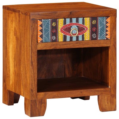 Mesita de noche 40x35x45 cm madera maciza de acacia
