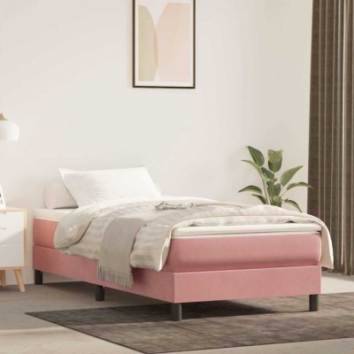 Colchón de muelles ensacados terciopelo rosa 80x210x20 cm