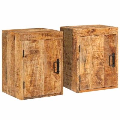 Mesa de Noche 2 pcs Marrón Madera de mango maciza