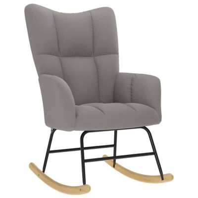 Silla mecedora de tela gris taupe