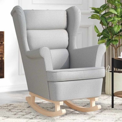 Silla mecedora de tela gris nube 74x90x102 cm