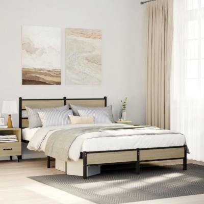 Estructura de cama madera de ingeniería roble Sonoma 160x200 cm