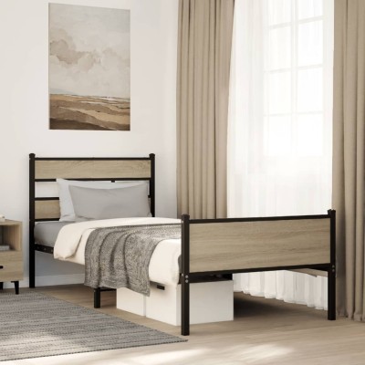 Estructura de cama sin colchón madera roble Sonoma 90x190 cm