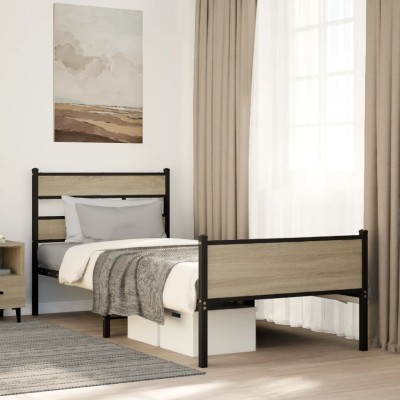 Estructura de cama sin colchón madera roble Sonoma 90x200 cm