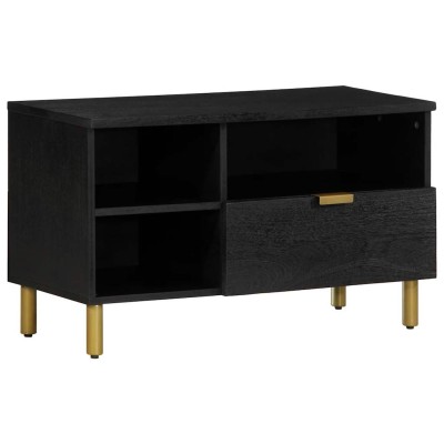 Mueble de TV madera de ingeniería negro 80x33x46 cm