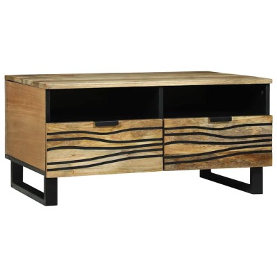 Mesa de Café with Drawer Marrón y Negro 80 x 54 x 40 cm