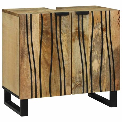 Mueble de lavabo con estante Marrón y Negro 62 x 33 x 58 cm