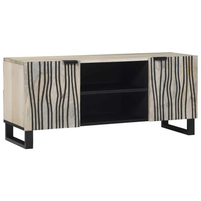 Gabinete de TV Blanco 160 x 30 x 30.5 cm madera maciza de mango