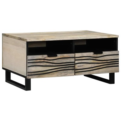 Mesa de Café with Drawer Blanco, Negro 80 x 54 x 40 cm