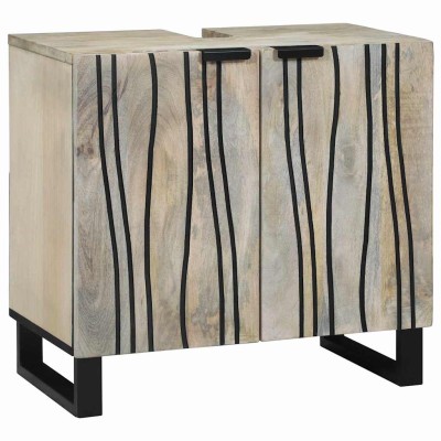 Mueble de lavabo con estante Marrón y Negro 62 x 33 x 58 cm