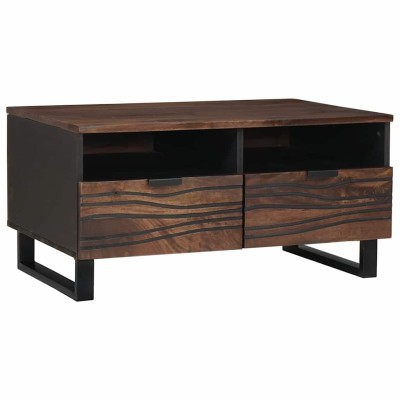 Mesa de Café with Drawer Marrón y Negro 80 x 54 x 40 cm