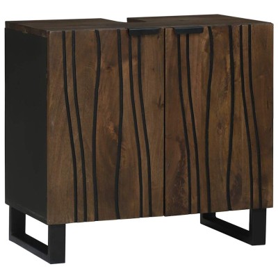 Mueble de lavabo con estante Marrón y Negro 62 x 33 x 58 cm