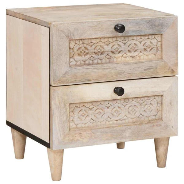 Mesa de Noche Beige 40 x 33 x 46 cm madera maciza de mango