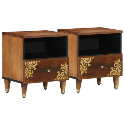Armario de Noche con cajón 2 pcs Marrón miel 40 x 33 x 46 cm