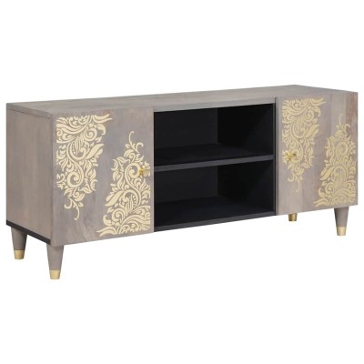 Gabinete de TV con estante Gris y dorado 105 x 33.5 x 46 cm